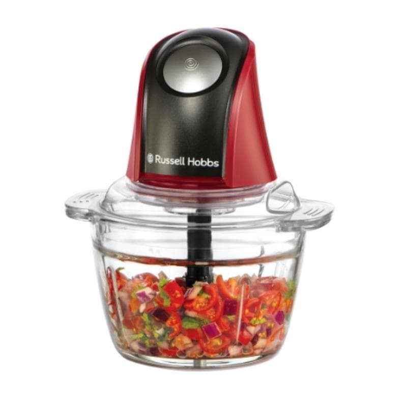 Mini Picadora Russell Hobbs Desire 27130-56 500 ml com Taça de Vidro, Lâmina em Inox e Função Pulse – Vermelha
