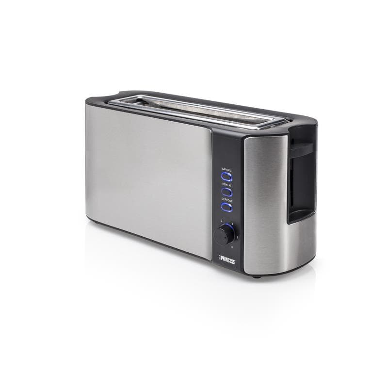 Torradeira Princess 142353 1000 W com Abertura Extr longa para 2 Fatias, 6 Níveis de Tostagem e Suporte para Pães – Inox