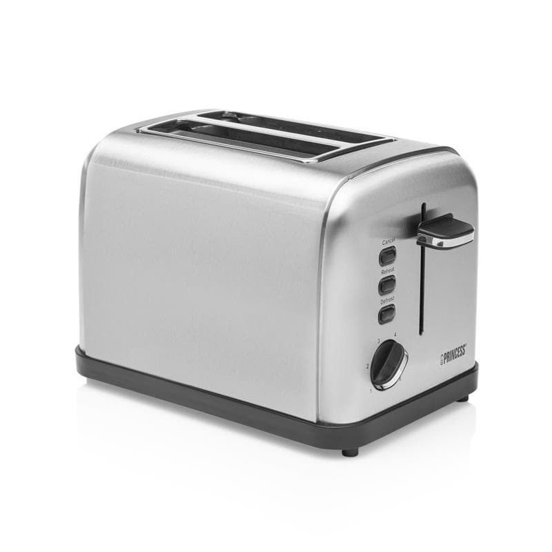 Torradeira Princess Inox Style 142354 para 2 Fatias 950 W com 6 Níveis de Tostagem e Pinças para Sandes