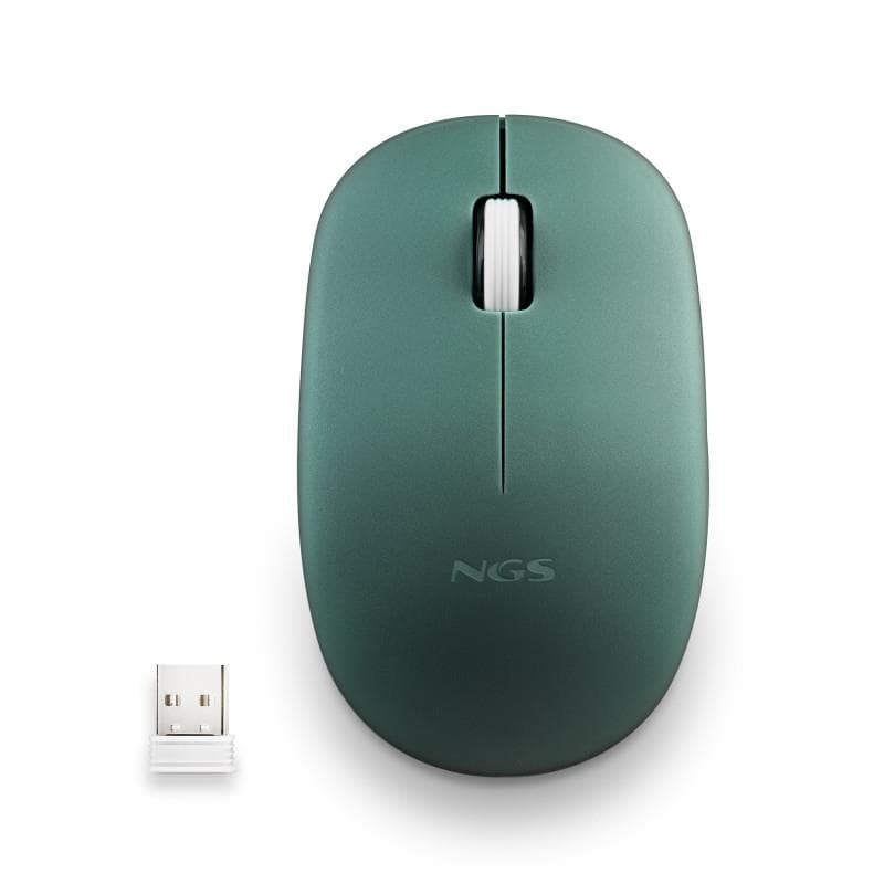 Rato Sem Fios Silencioso NGS Fog Pro Green 1000 DPI 2,4 GHz Ambidestro com Nanorrecetor USB – Verde Água