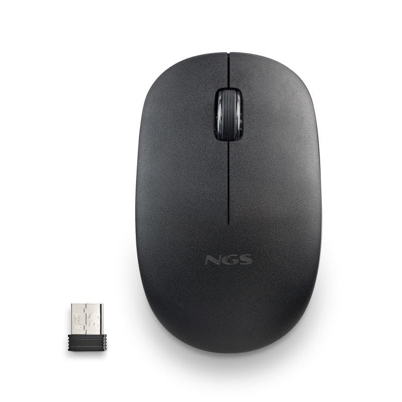 Rato Sem Fios Silencioso NGS Fog Pro Black 1000 DPI 2,4 GHz Ambidestro com Nanorrecetor USB – Preto