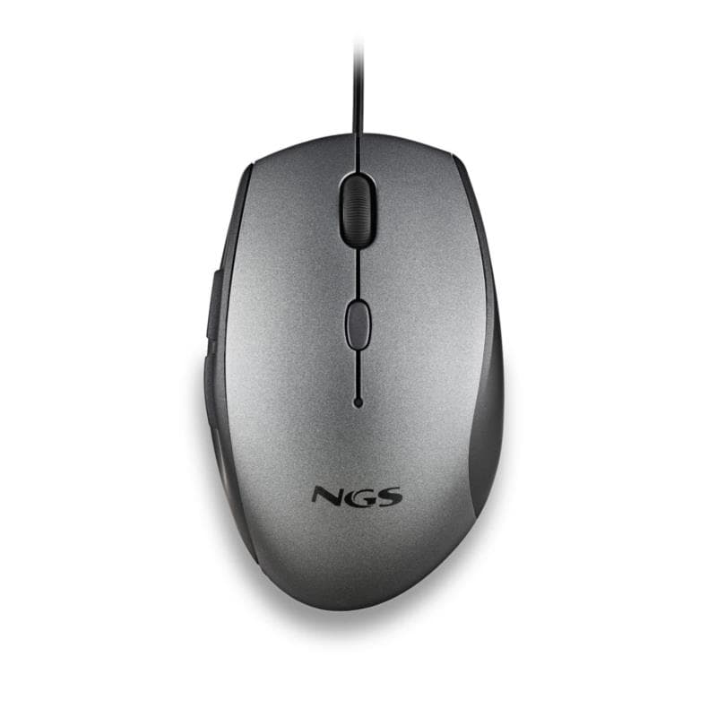 Rato Ergonómico com Fio NGS Moth Gray 1600 DPI, 5 Botões Silenciosos e Adaptador USB-C – Cinzento