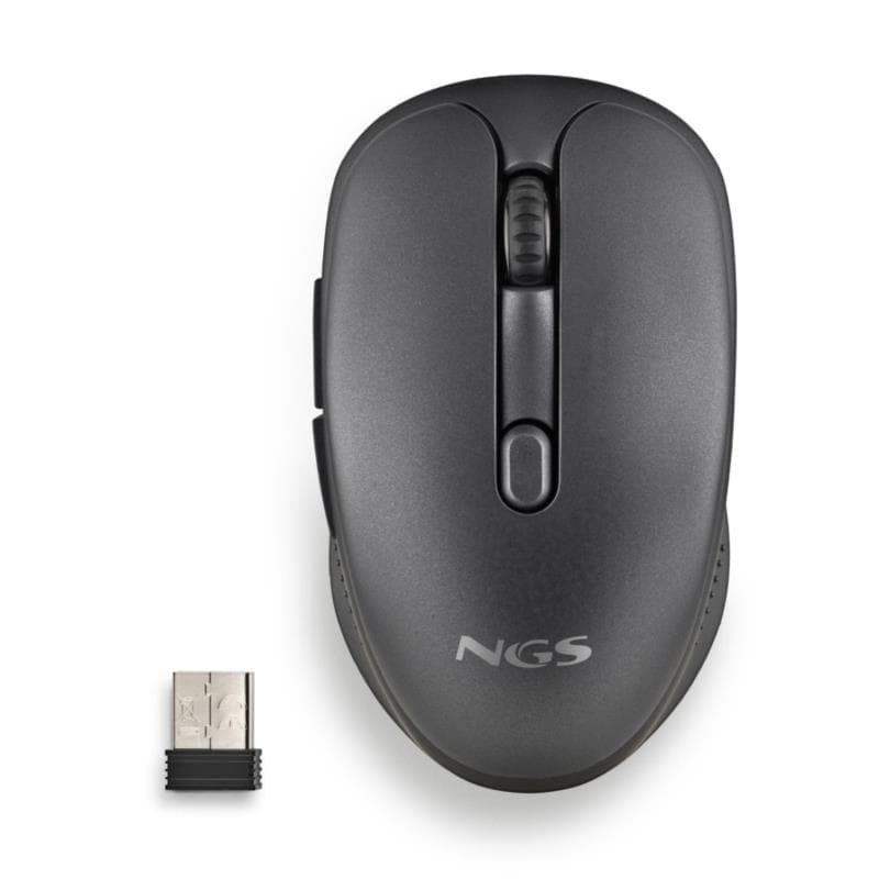 Rato Sem Fios Recarregável NGS Evo Rust Black 1600 DPI com 5 Botões Silenciosos e Ligação 2,4 GHz – Preto