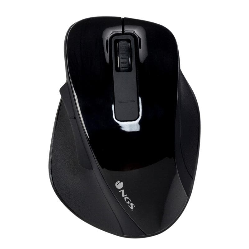Rato Ótico Sem Fios NGS Bow Black 1600 DPI com 5 Botões, Nanorrecetor USB e Design Ergonómico – Preto