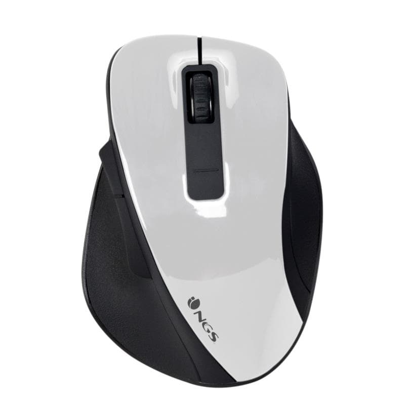 Rato Ótico Sem Fios NGS Bow White 1600 DPI com 5 Botões, Nanorrecetor USB e Design Ergonómico – Branco